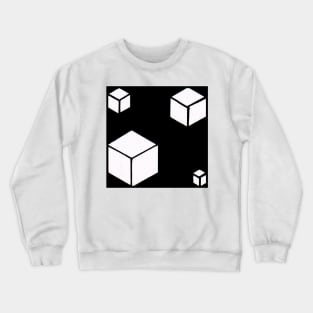 Black and White Cubes Geometric Abstract Acrylic Painting Crewneck Sweatshirt